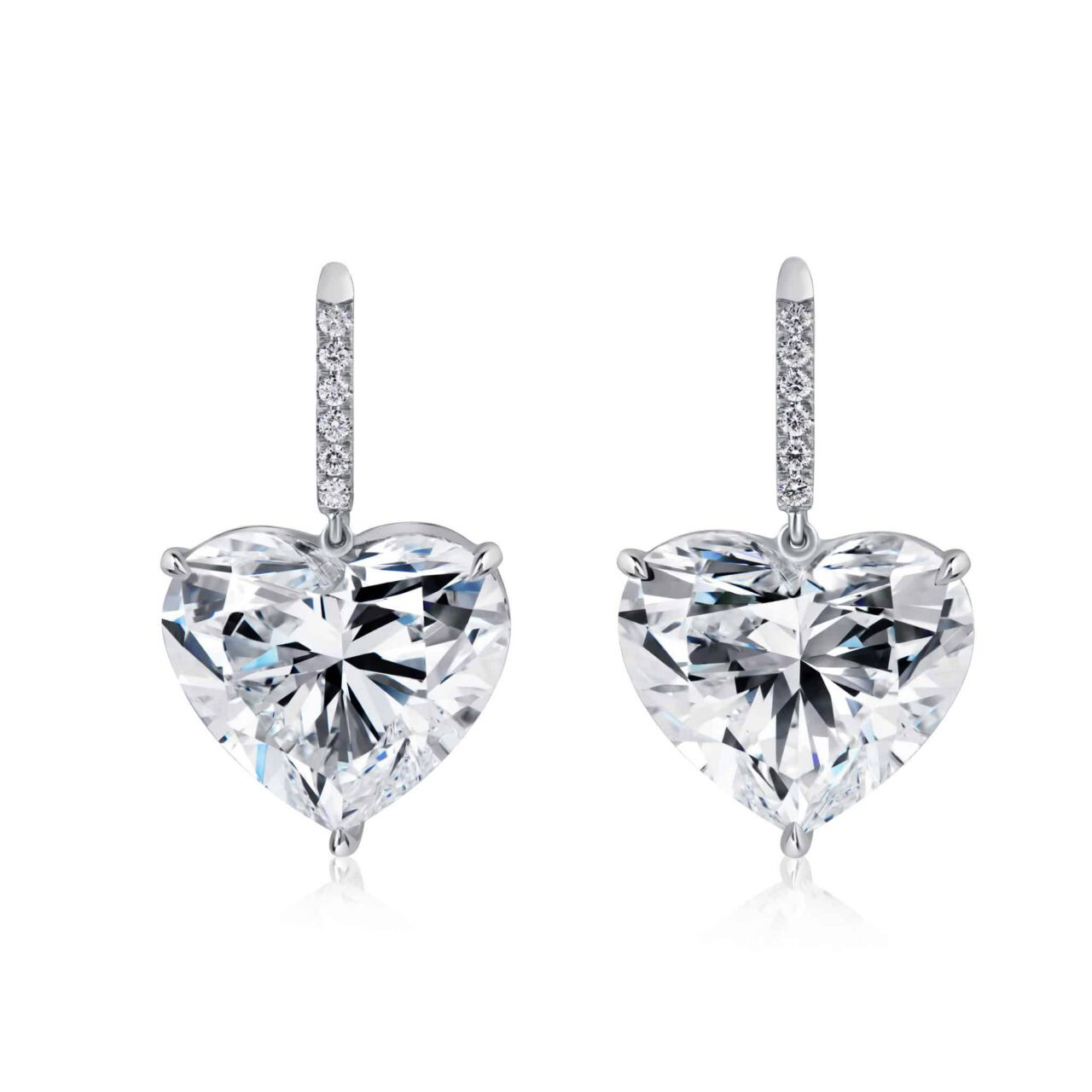 22ct D Flawless Heart Shape Diamond Drop Earrings