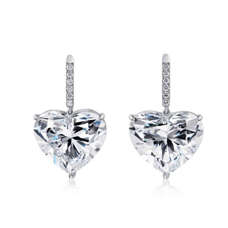 22ct D Flawless Heart Shape Diamond Drop Earrings