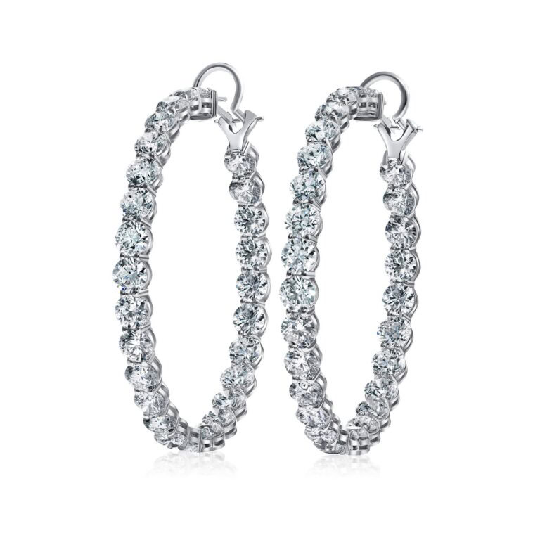 23 Carat H VS1-SI2 Inside Out Hoop Round Brilliant Cut Diamond Earrings