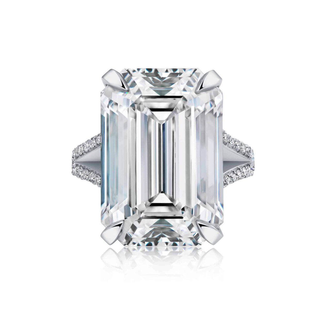 30 Carat D Flawless Emerald Cut Diamond Ring
