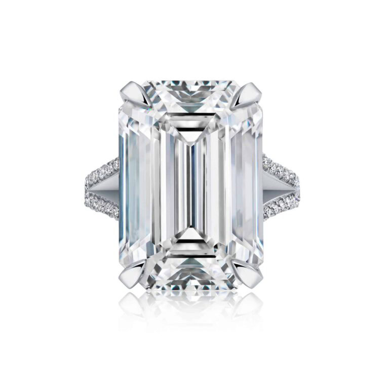 30 Carat D Flawless Emerald Cut Diamond Ring