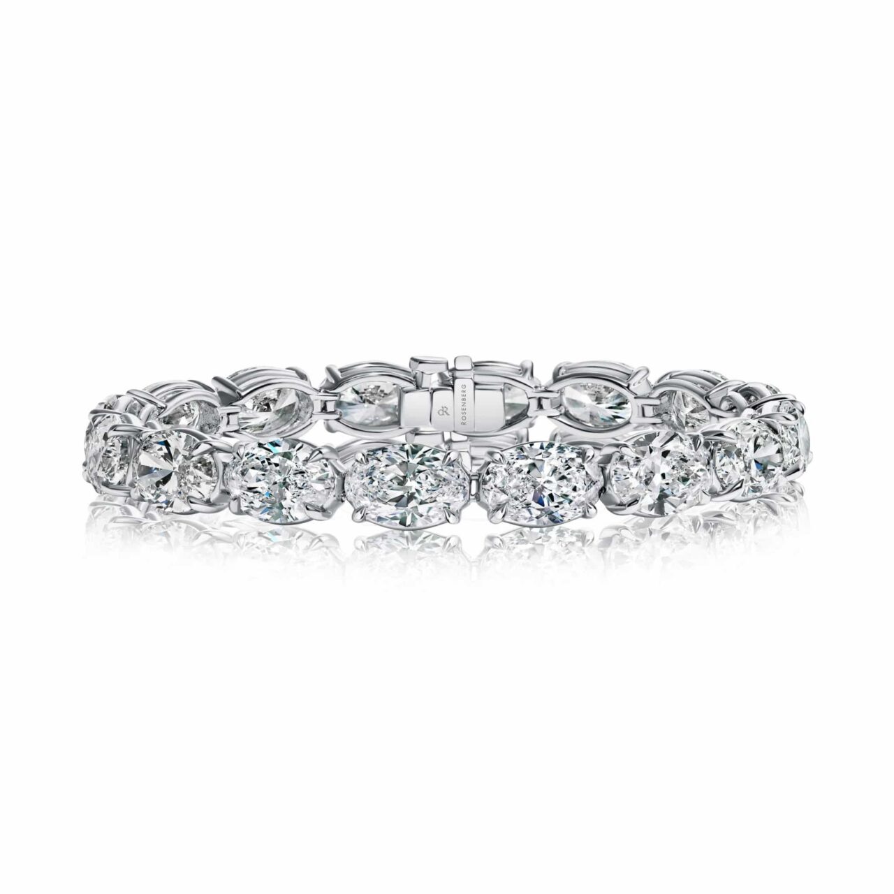 33 Carat D-F VS2-SI2 Oval Cut Diamond Tennis Bracelet