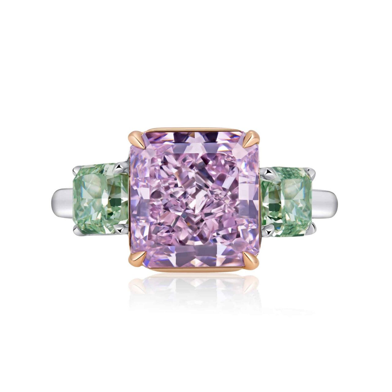 5 Carat Fancy Intense Pink Purple Radiant Cut Diamond Ring