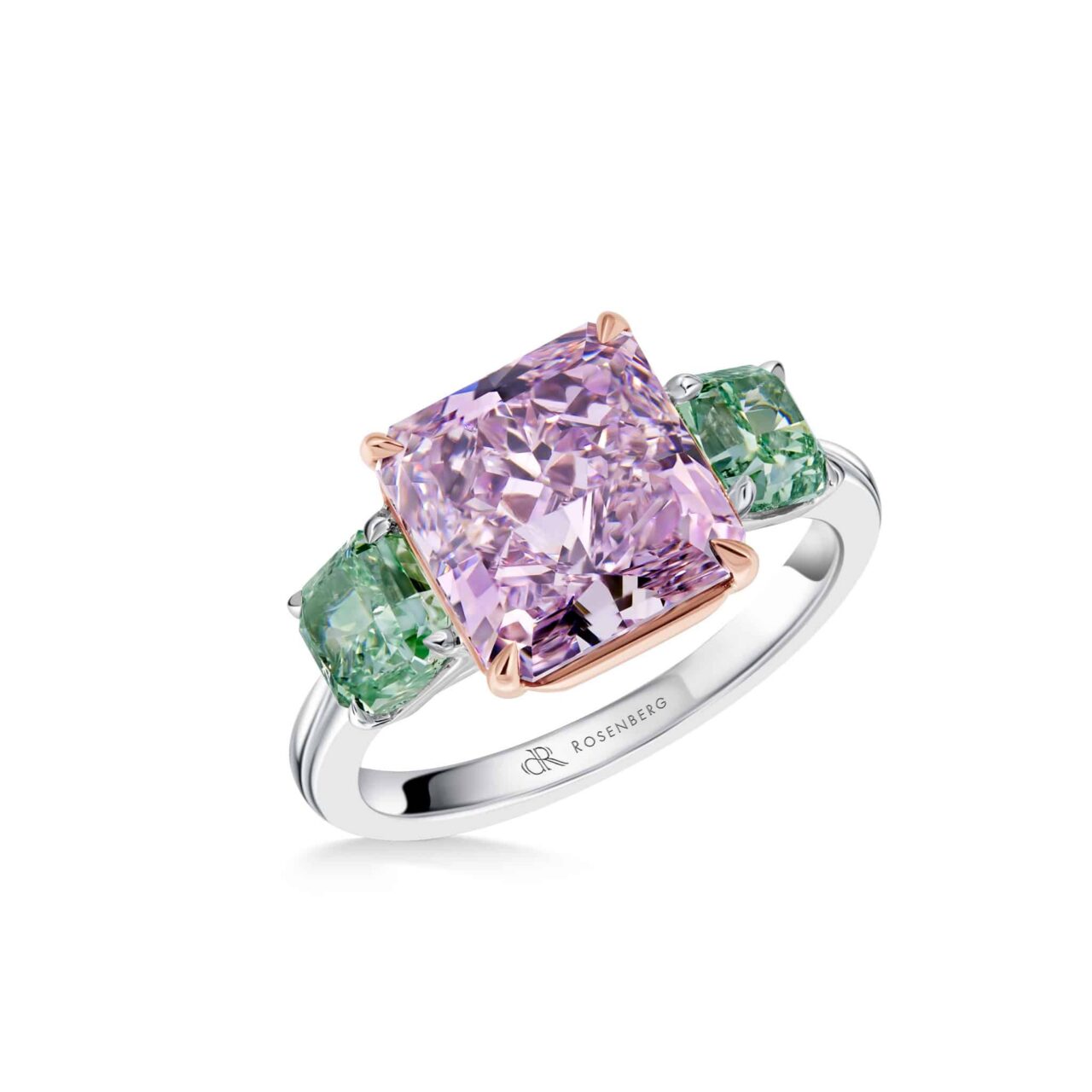 5 Carat Fancy Intense Pink Purple Radiant Cut Diamond Ring