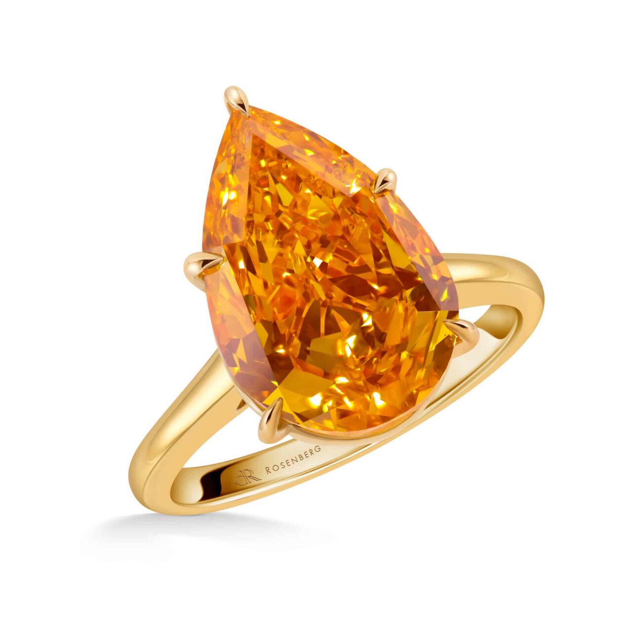 5 Carat Fancy Vivid Yellowish Orange VS2 Pear Shape Diamond Ring