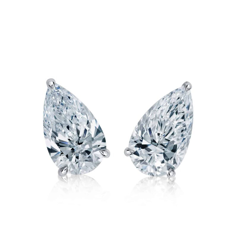 6 Carat D Flawless Pear Shape Diamond Stud Earrings