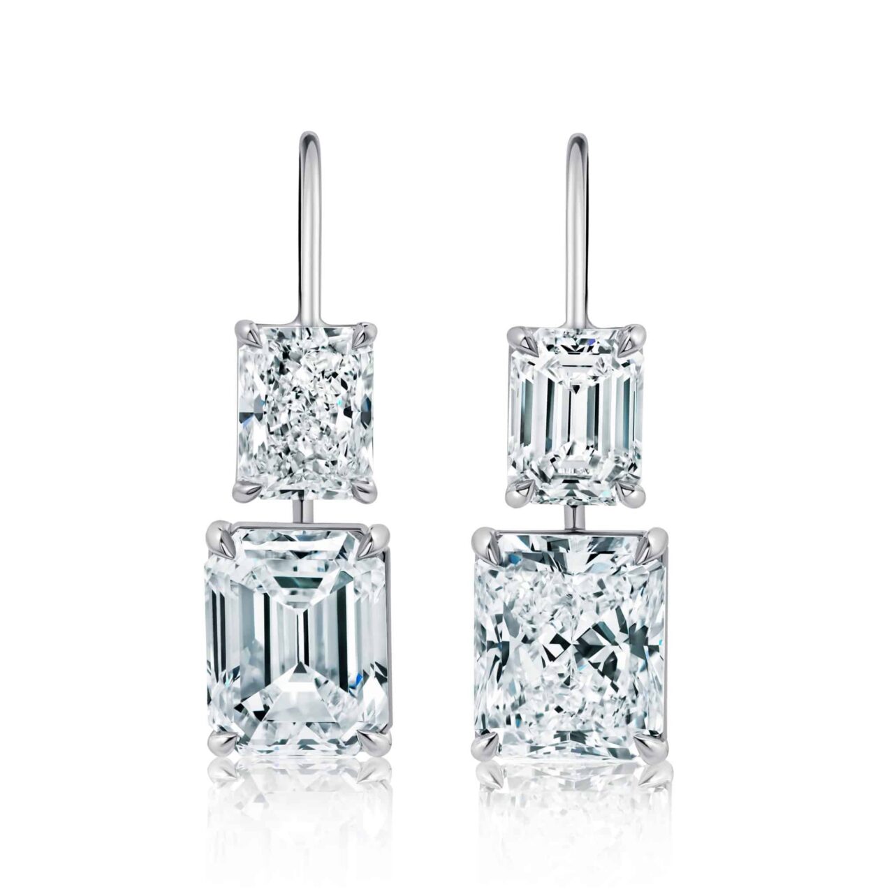 8 Carat & Emerald Cut Diamond Drop Earrings