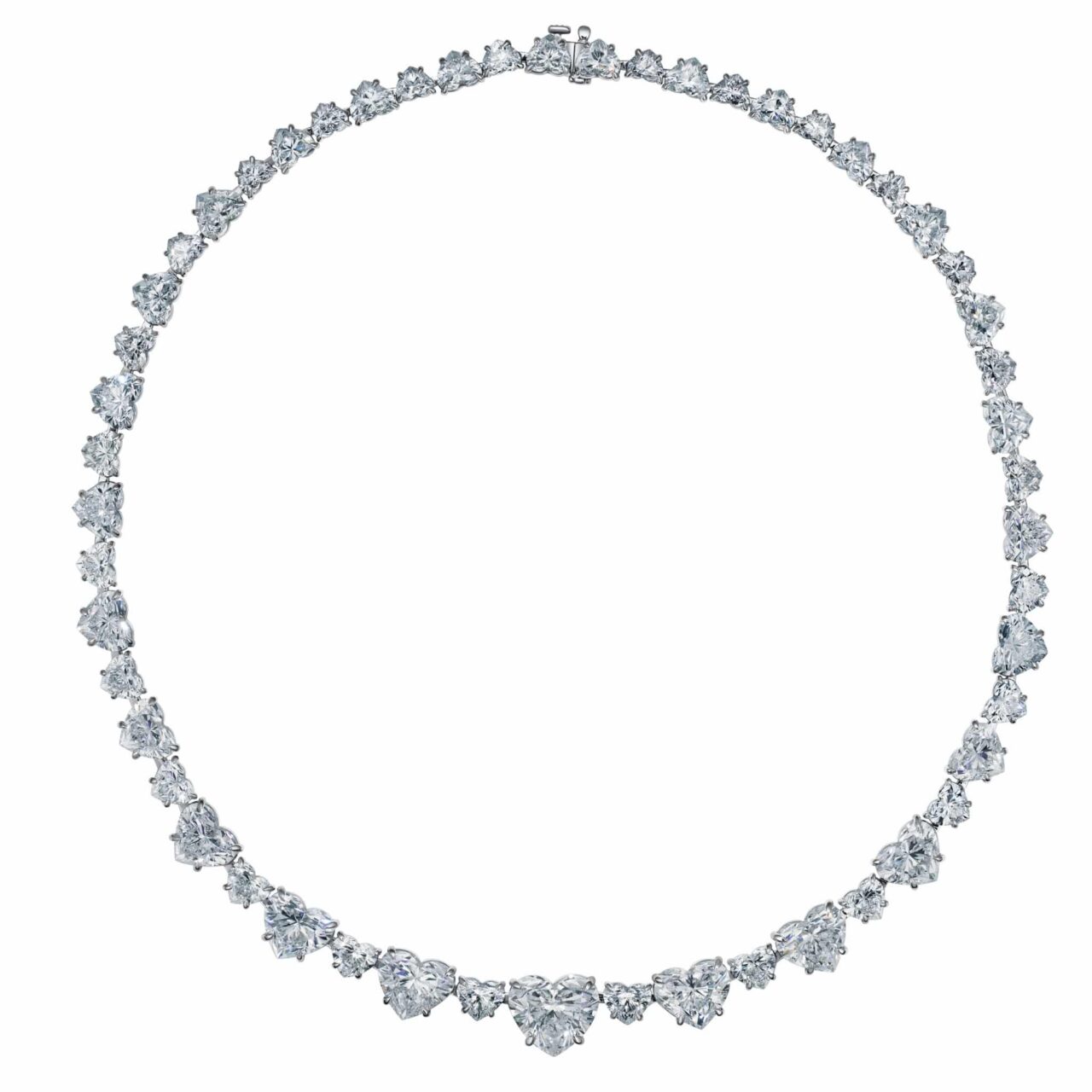 78 Carat D-F VS2-FL Heart Shape Diamond Necklace