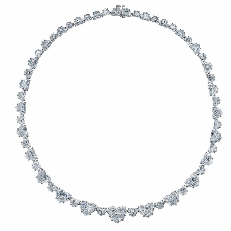 78 Carat D-F VS2-FL Heart Shape Diamond Necklace