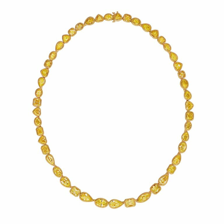 95 Carat Fancy Yellow VS1 – VVS2 Multi Shape Diamond Necklace
