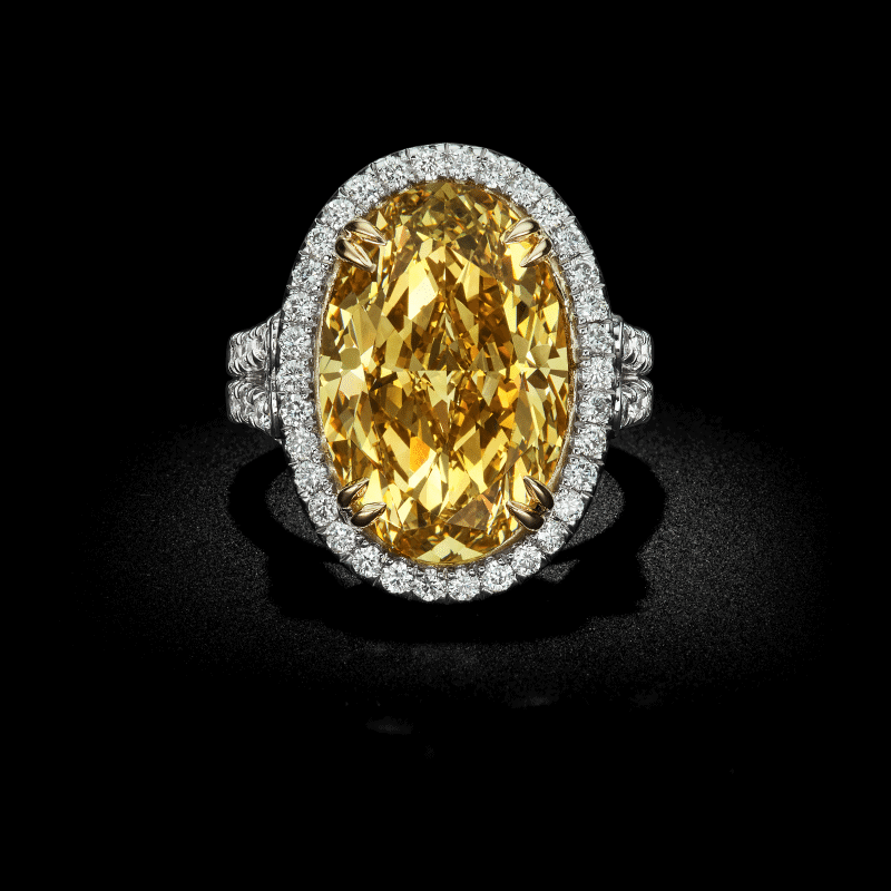10ct Fancy Deep Brownish Yellow VS2 Oval Shape Natural Diamond, GIA Certified Ring