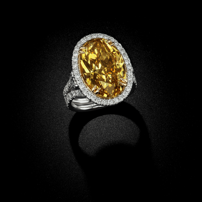 10ct Fancy Deep Brownish Yellow VS2 Oval Shape Natural Diamond, GIA Certified Ring