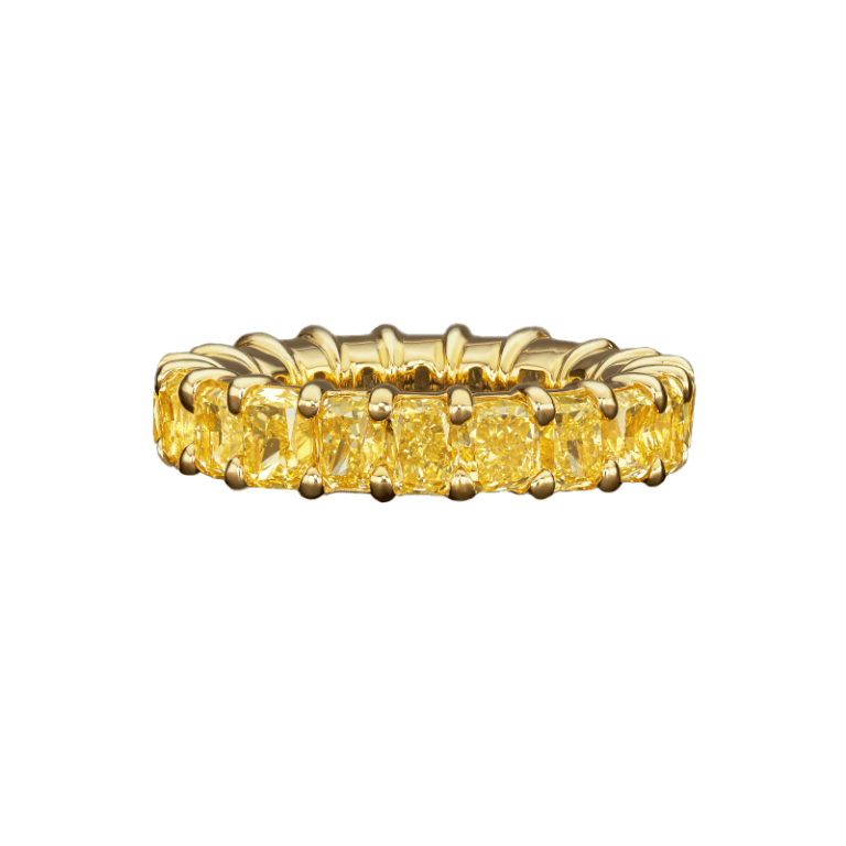 10.40cttw Radiant Cut Fancy Intense Yellow VS1 GIA Certified Eternity Band