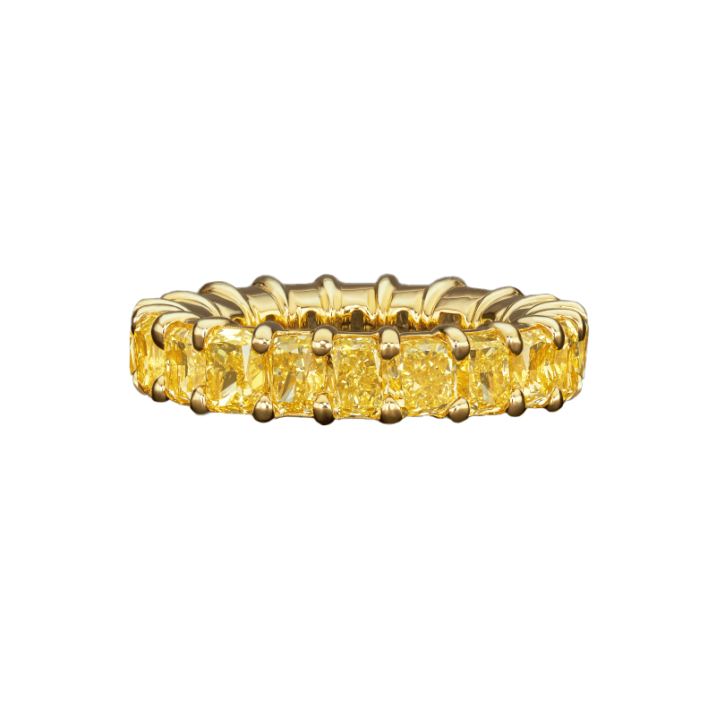 10.40cttw Radiant Cut Fancy Intense Yellow VS1 GIA Certified Eternity Band