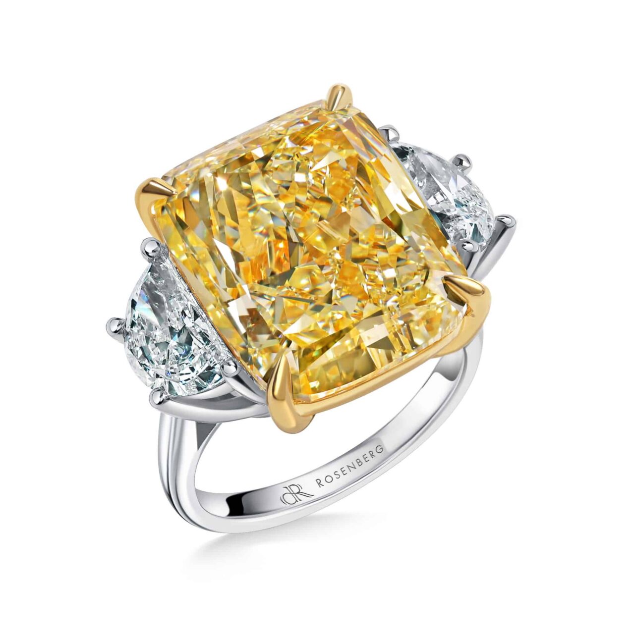 20ct Fancy Yellow VVS2 Cushion Cut Natural Diamond, GIA Certified Ring
