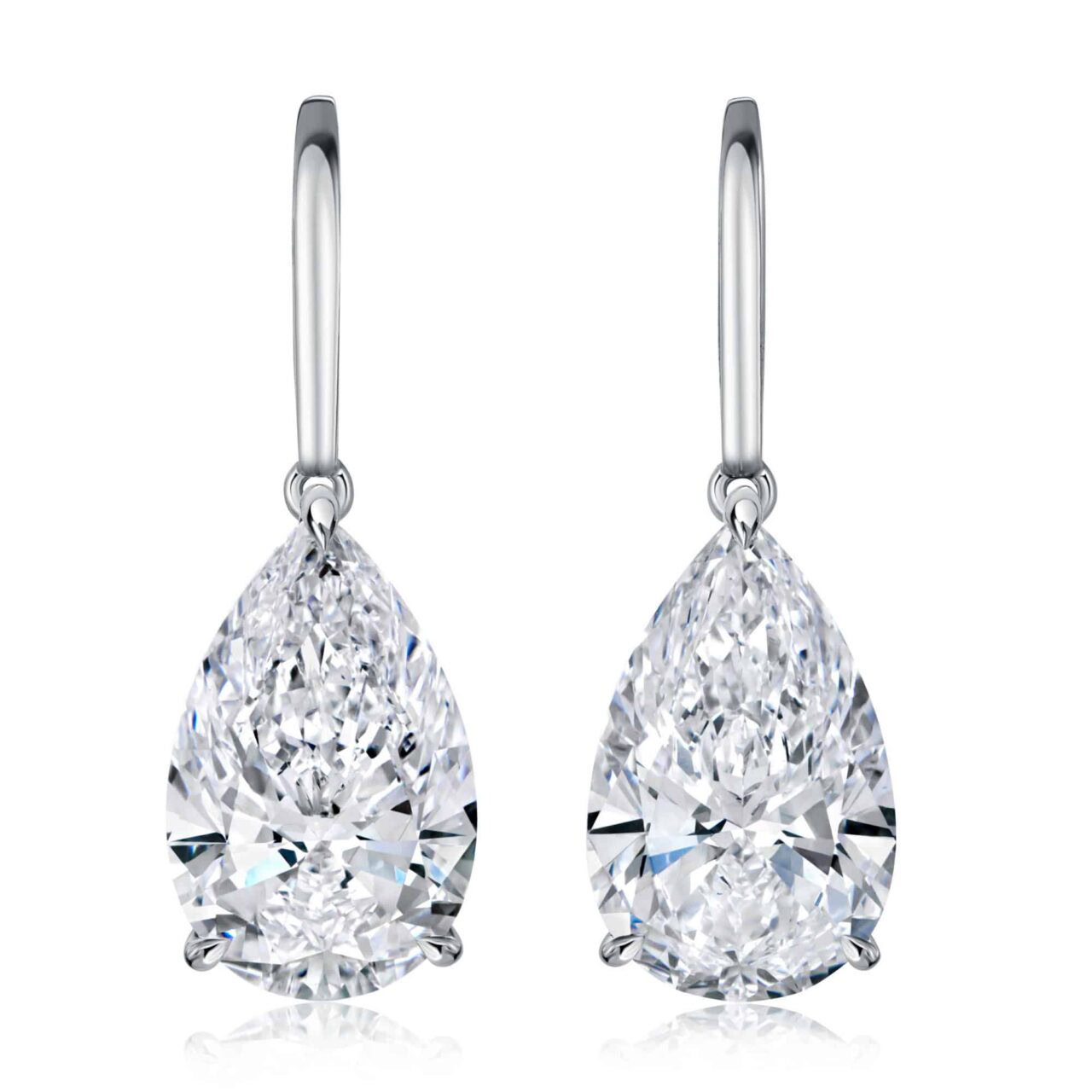 20 Carat D Flawless Pear Shape Diamond Earrings