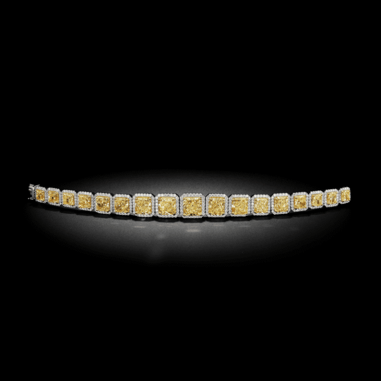 35.58cttw Radiant Cut Fancy Yellow Vs GIA  Graduated Diamond Bracelet