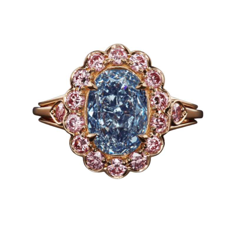 4 Carat Fancy Vivid Blue VVS2 Oval Cut Diamond Ring