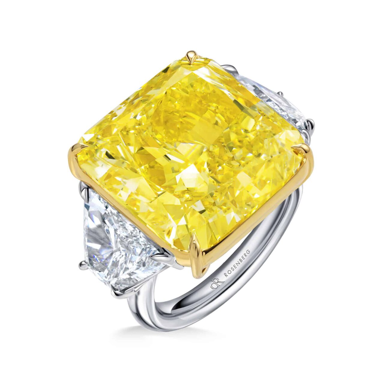 40 Carat Fancy Yellow SI2 Radiant Cut Diamond Ring