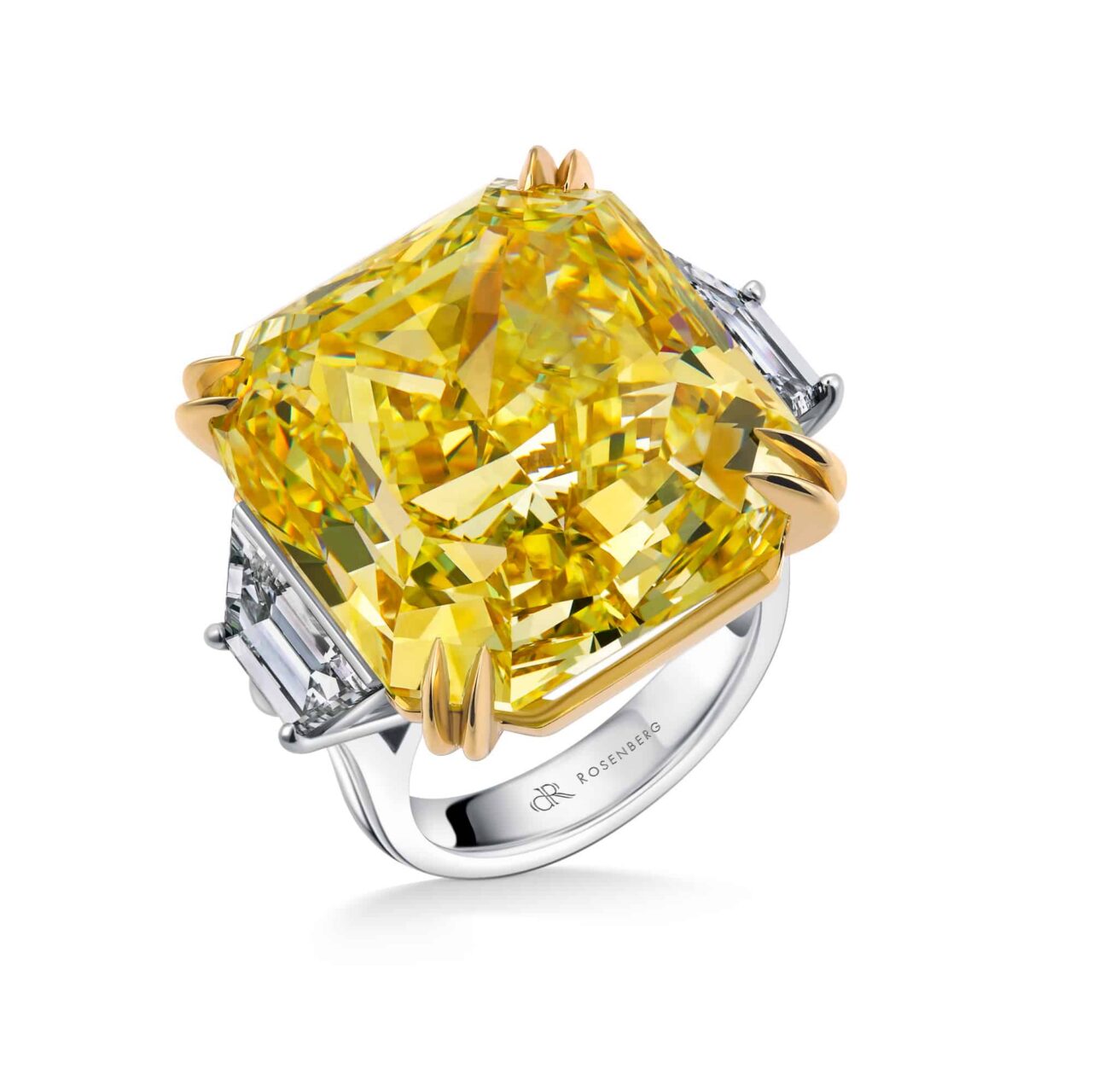 50 Carat Fancy Vivid Yellow VVS1 Radiant Cut Diamond Ring