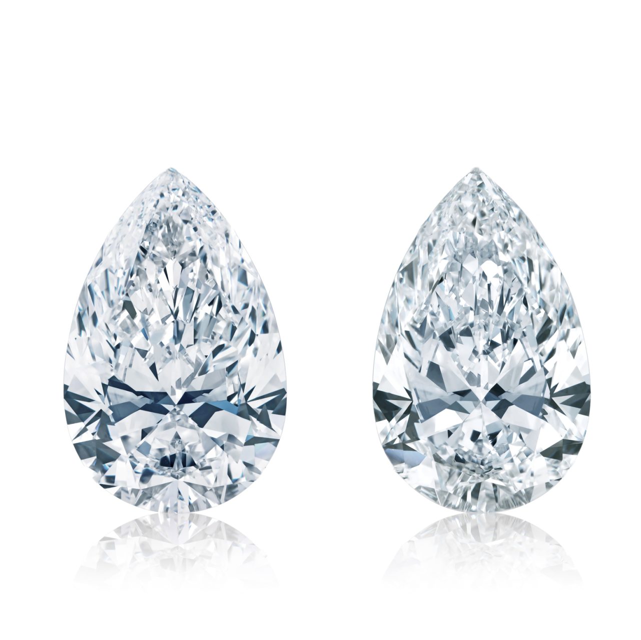 The Magnificent Twins — matched pair of pear-shaped loose diamonds