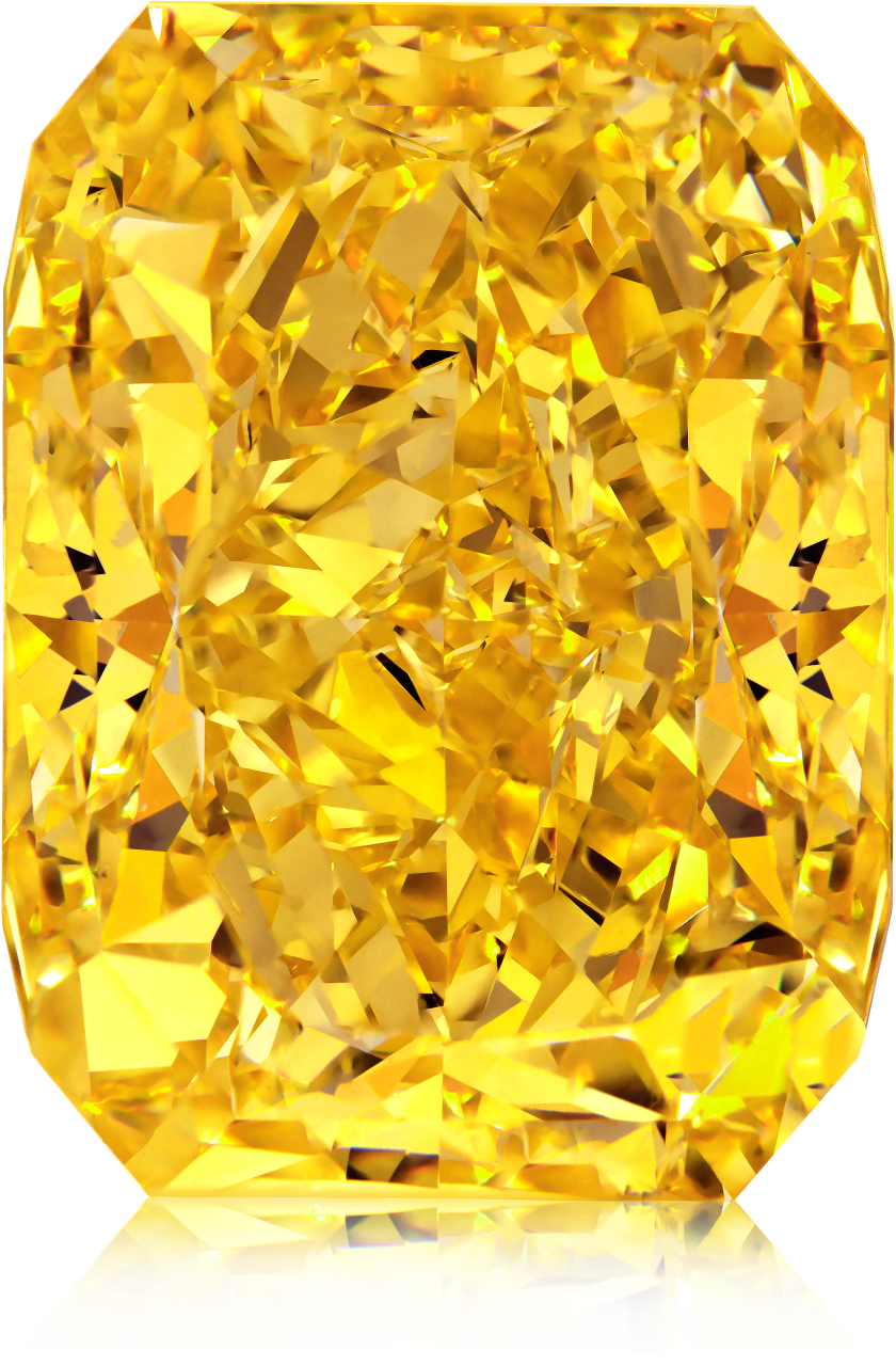 The Golden Royale Sun — 150.00 carat polished Fancy Vivid Yellow Radiant Cut